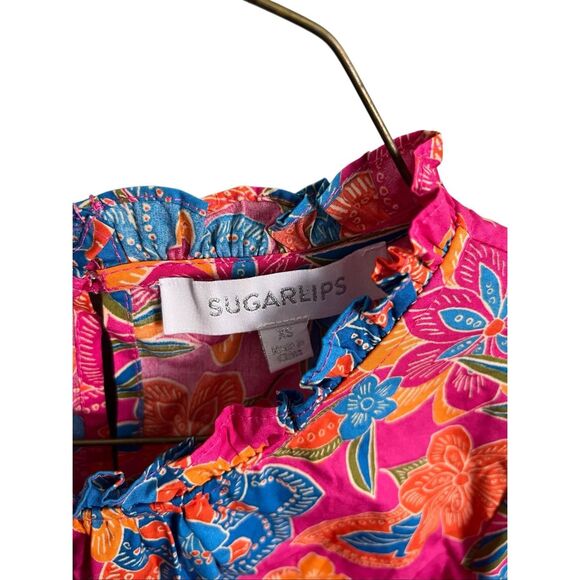 Sugarlips Women's Size XS Lorie Floral Baretta Short Sleeve Blouse - Picture 3 of 8